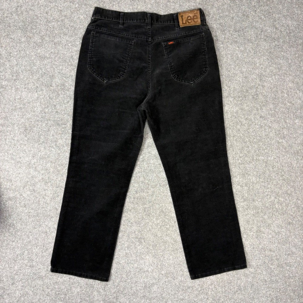 Vintage Lee Mens Black Corduroy Pants Straight Leg 34x27 Made in USA
